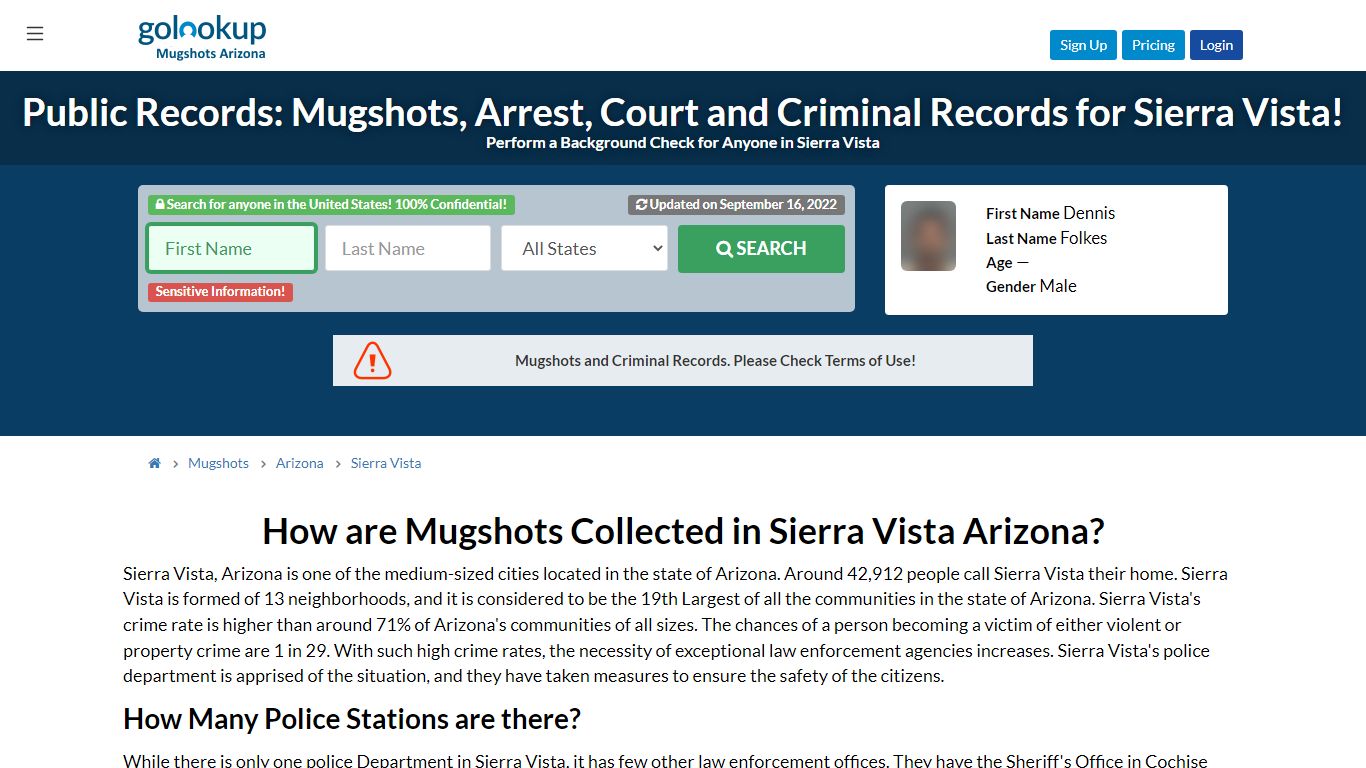 Mugshots Sierra Vista, Arrest Records Sierra Vista - GoLookUp